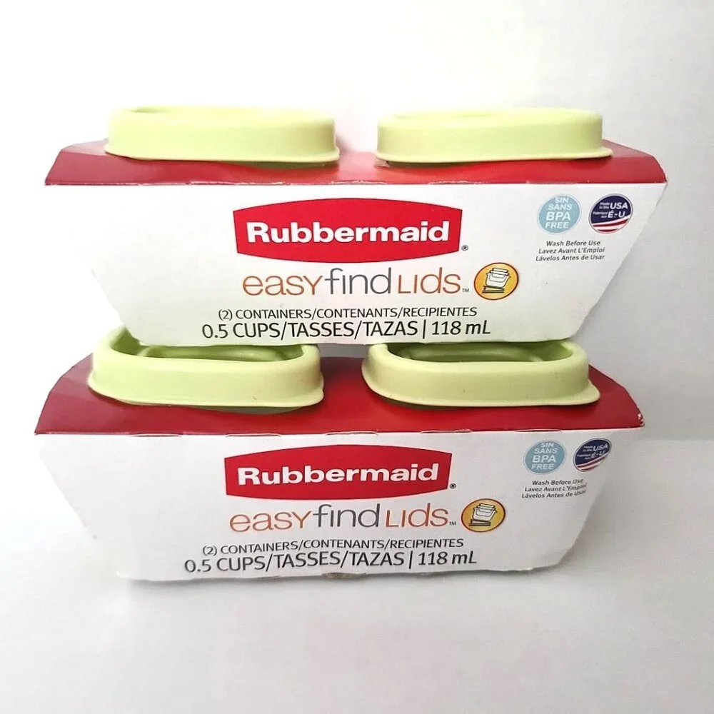 Rubbermaid Easy Find Lids Food Storage Containers 0.5 Cups Green 4 Pieces NEW